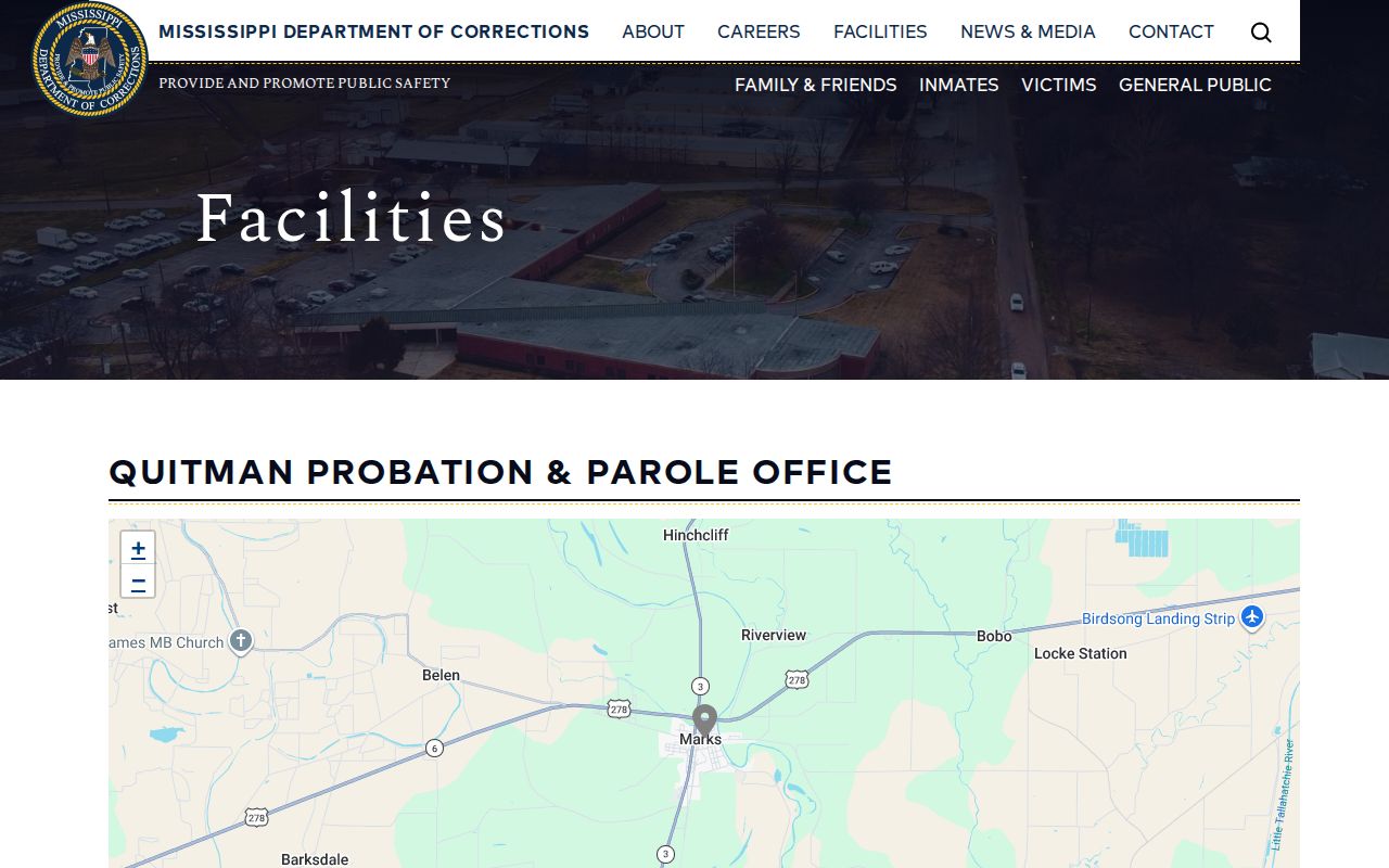 Quitman County probation and parole office contact listing